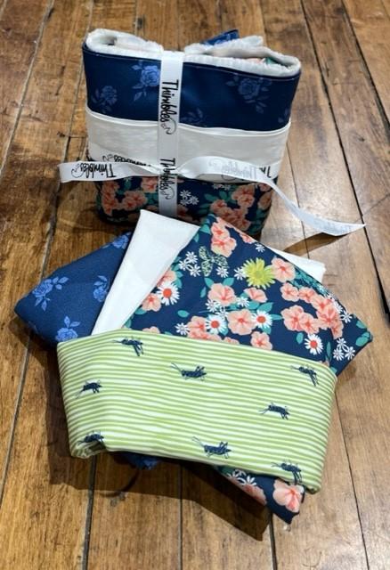 3 Yard Quilt  Kit  Includes Binding - Garden Society Navy