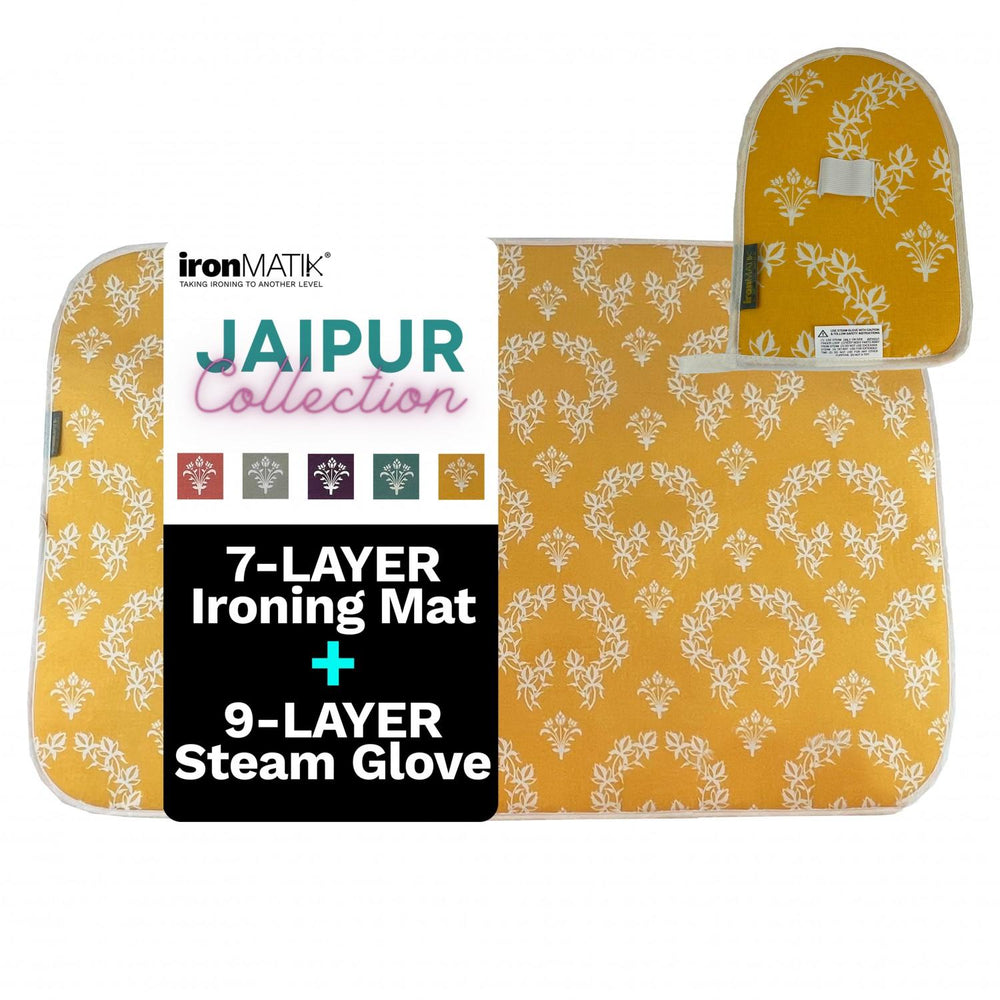 IronMatik - Jaipur Premium Ironing Mat & Steam Glove - Yellow