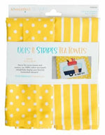 Kimberbell Dots & Stripes  Tea Towels Set of 2 Lemon