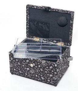 Medium Sewing Basket  Hemline Gold - Black print