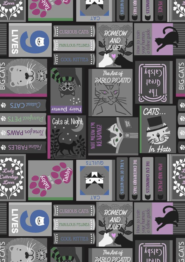 Purrfect Book Club - Cat Book Covers Grey