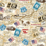 Route 66 Antique Map - Natural