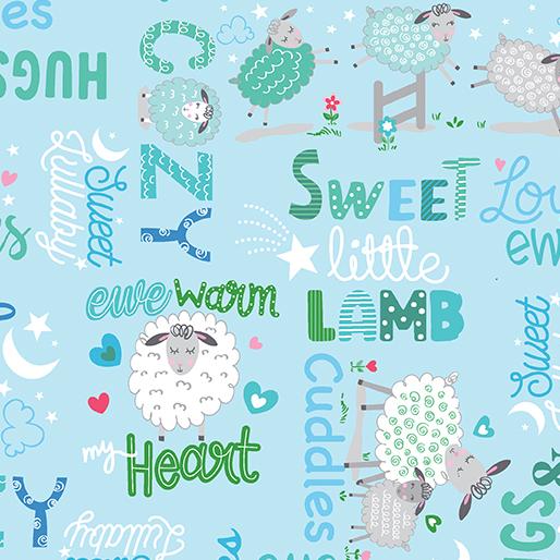 Sweet Little Lamb - Sweet & Cozy Words Sky Blue