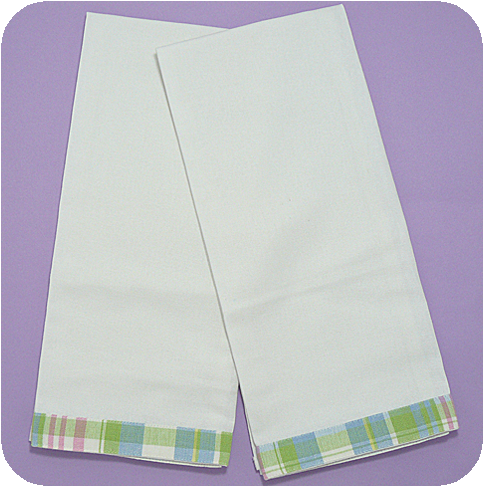 Whimsey Pastel Plaid Trim Kitchen Towel