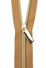 #5 Zippers by the yard Natural w/Gold teeth