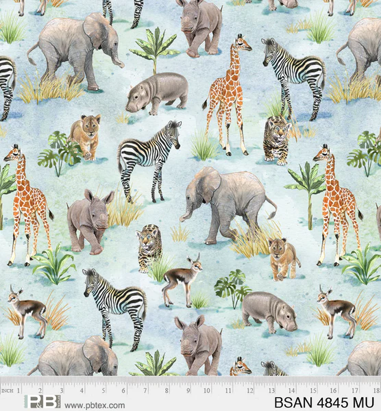 Baby Safari - Animal Grazing Blue