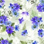 Floral Fantasy Ferns & Flowers Blue