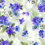 Floral Fantasy Ferns & Flowers Blue