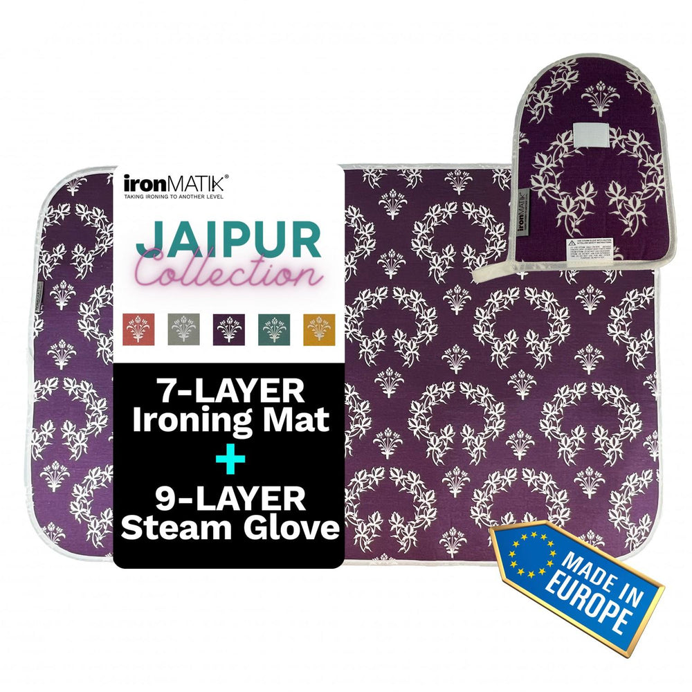 IronMatik - Jaipur Premium Ironing Mat & Steam Glove - Purple