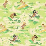 Malibu Girls in on Surf Boards  Green Background