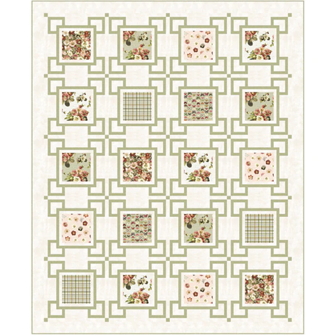 Petal Bouquet Squares Surrounding Squares Kit - Includes Pattern and Binding