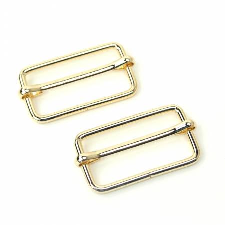 Two Slider Buckles 1 1/2" Gold