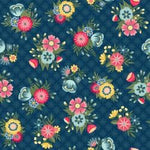 Vintage Flora Lattice Floral Dark Blue