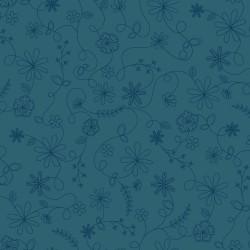 Vintage Flora Swirl Floral Blue